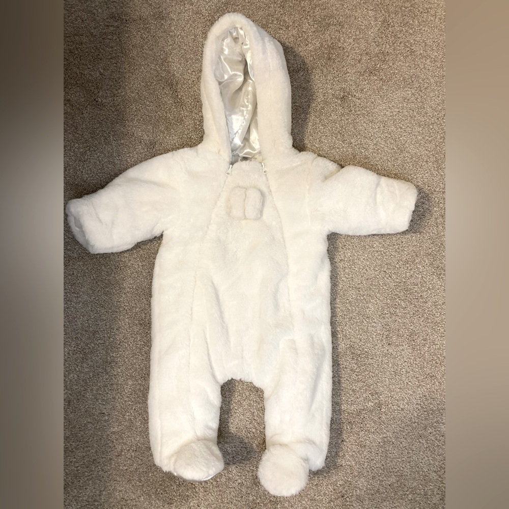 Infant Warm Winter Soft Blanket Lined One Piece Baby Bunting Suit sz 3-6 Months